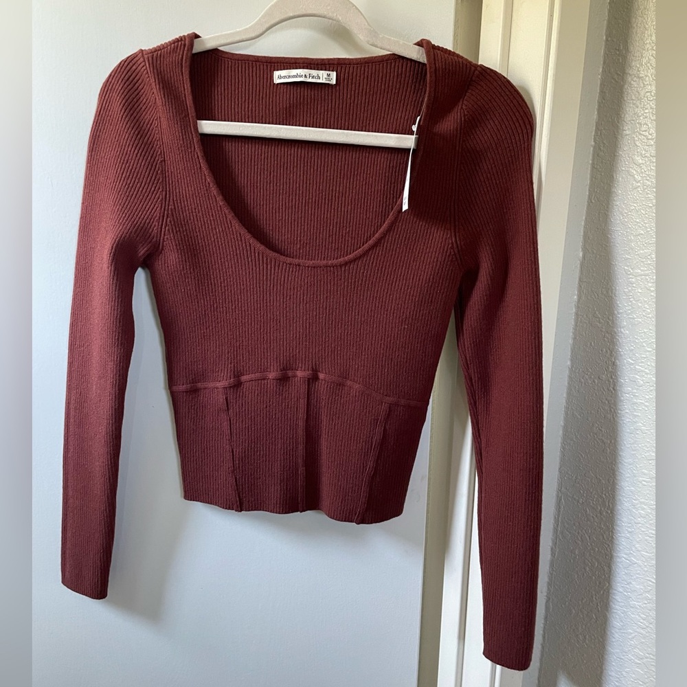 Abercrombie & Fitch Burgundy Ribbed Top